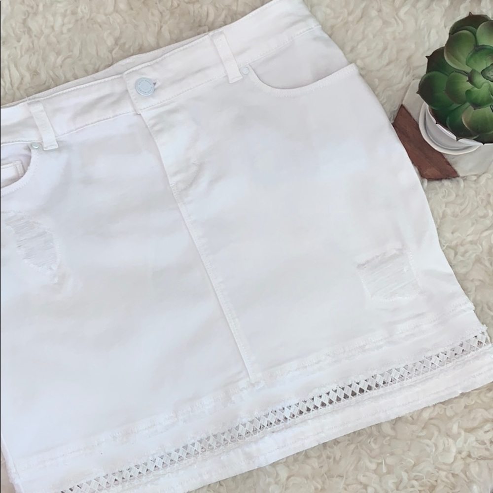 White House Black Market Distressed Denim Skirt